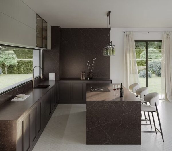 Silestone Château Brown virtuves apdaila